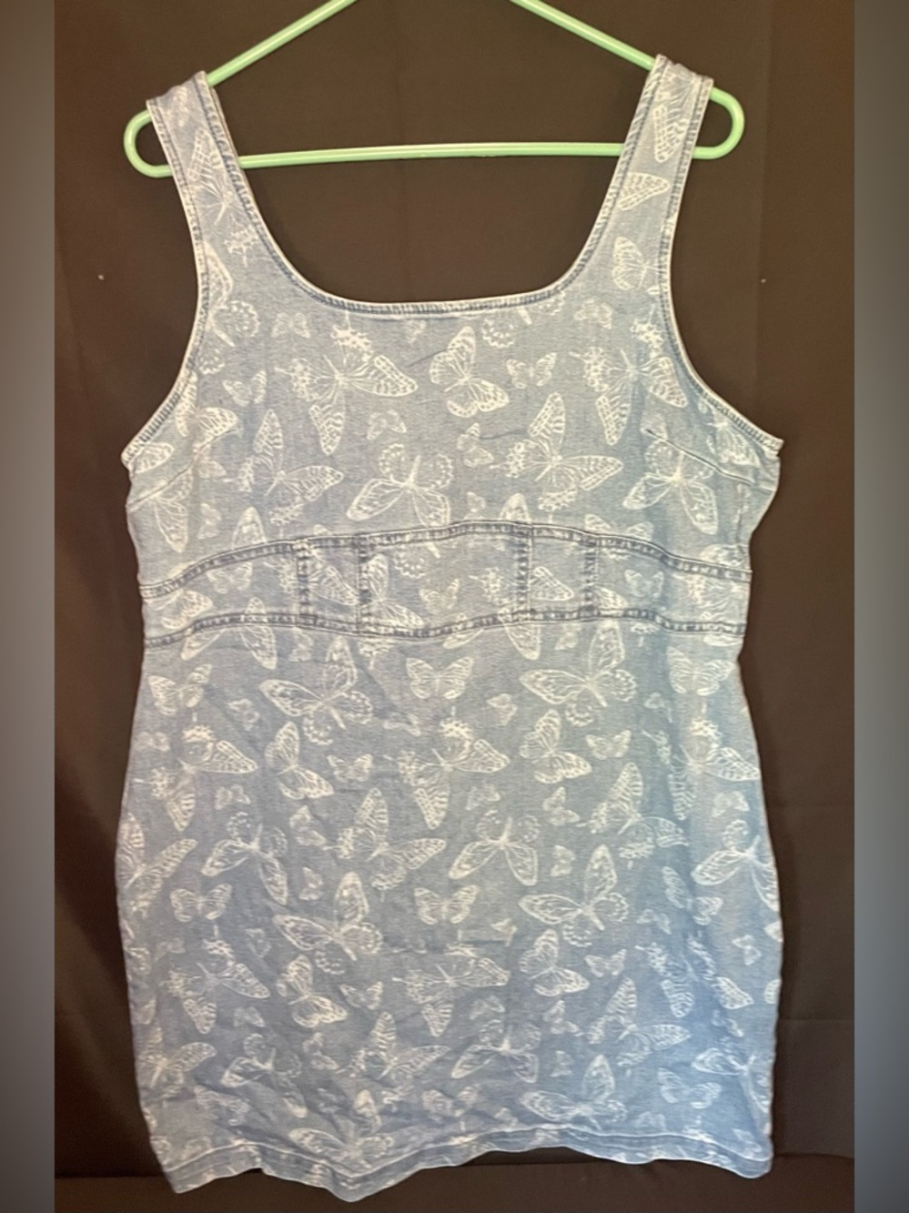 Sleeveless Denim Butterfly Tank Dress in Light Blue sz xxl (19) no boundaries